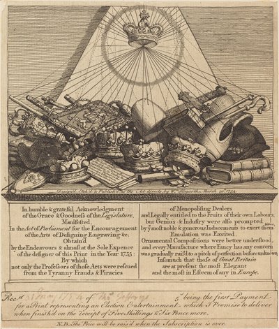 Koronák, gércek, buzogányok stb. alkotó: William Hogarth