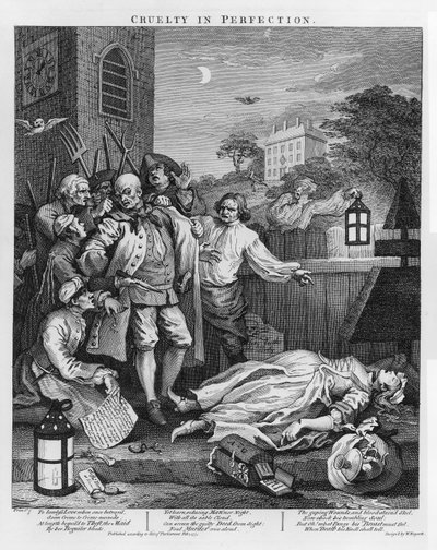 Kegyetlenség a tökéletességben, A kegyetlenség négy szakaszából, 1751 alkotó: William Hogarth