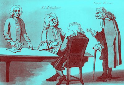 Dr. Arbuthnot és Viviani gróf Button kávéházában alkotó: William Hogarth
