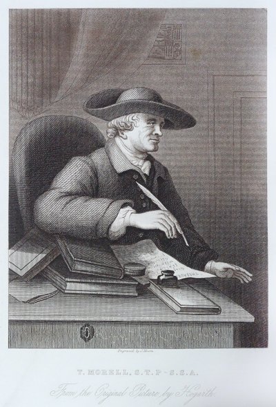 Engraving of T. Morell by William Hogarth alkotó: William Hogarth