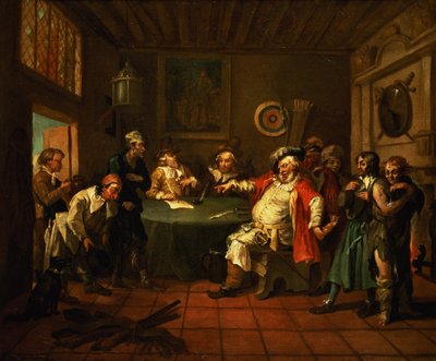 Falstaff Shakespeare IV. Henrik újoncainak vizsgálatakor, 1730 alkotó: William Hogarth