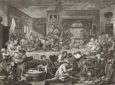 Egy választás négy lenyomata / Az általános választások. 1. lap: Választási mulatság. 1755 alkotó: William Hogarth