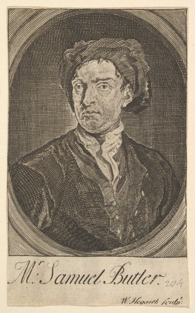 Frontispiece portré, tizenhét kis illusztráció Samuel Butlers Hudibras számára, 1726. április. alkotó: William Hogarth