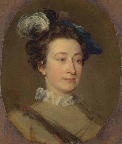 Lány tollas kalapban, kb. 1740. alkotó: William Hogarth