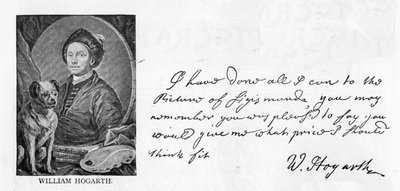 William Hogarth kézírása és aláírása Sir Richard Grosvenornak írt leveléből, amely egy Zsigmonda-kép megrendelésére vonatkozik, 1757. június 13. (toll és tinta, papír) (lásd még 396067). alkotó: William Hogarth