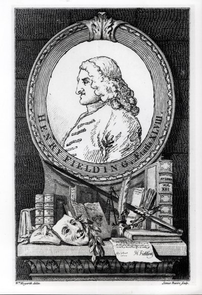 Henry Fielding (1707-54) negyvennyolc évesen, James Basire metszete alkotó: William Hogarth