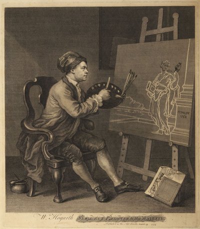 Hogarth a komédia múzsáját festi alkotó: William Hogarth