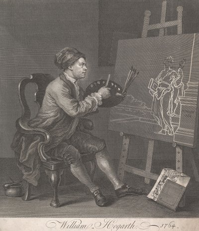 Hogarth a komikus múzsát festi alkotó: William Hogarth