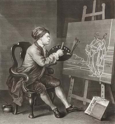 Hogarth Painting the Comic Muse / Hogarth malt die komische Muse. 1764 alkotó: William Hogarth