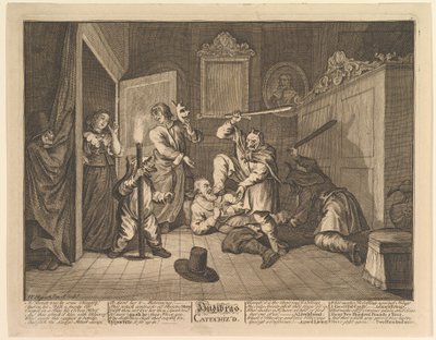 Hudibras tizenkét nagy illusztrációt katekizált Samuel Butlers számára Hudibras, 9. tábla, 1725–1768. alkotó: William Hogarth