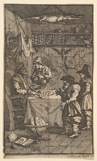 Hudibras látogató Sidrophel Tizenhét Kis illusztrációk Samuel Butlers számára Hudibras..., 1721-26. alkotó: William Hogarth