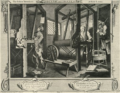Egy takácsműhely belseje, 1747, 1925. alkotó: William Hogarth