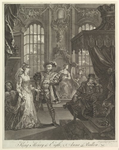 Nyolcadik Henrik király és Bullen Anna, kb. 1728. alkotó: William Hogarth
