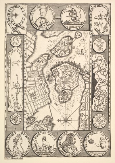 Stockholm térképe. Aubry de La Mottrayes Európa-szerte, Ázsiában és..., 1723-24. alkotó: William Hogarth