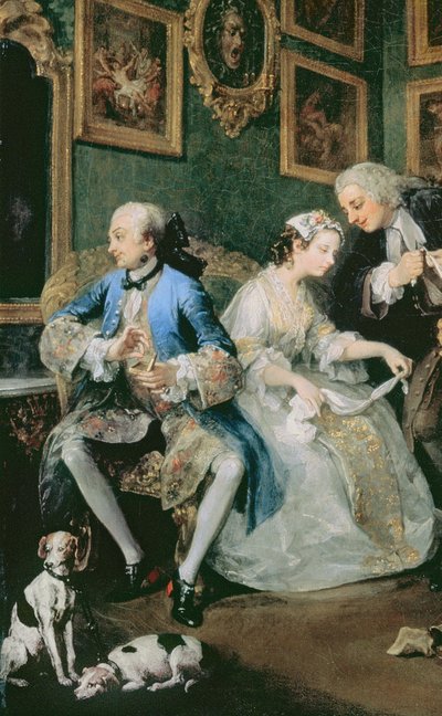 Házasság a la módban: I – The Marriage Settlement, 1743 körül, olaj, vászon, 62692 részlet alkotó: William Hogarth