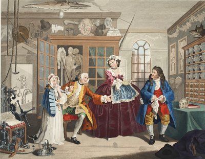 Marriage a la Mode, III. tábla, The Inspection, illusztráció a „Hogarth Restored: The Whole Works of the híres William Hogarth, re-graves by Thomas Cook”, pub. 1812 (kézzel színezett metszet) alkotó: William Hogarth