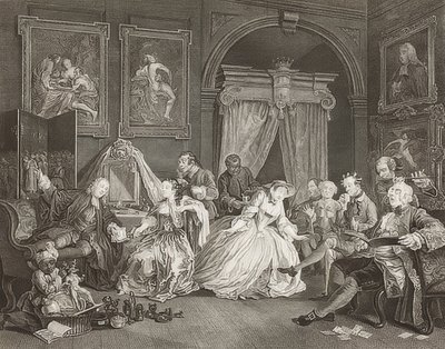Házasság à la Mode / házasság a divat szerint. 4. lap: A WC / A grófnő karja. 1745 (lásd még a 2221. számú képet) alkotó: William Hogarth