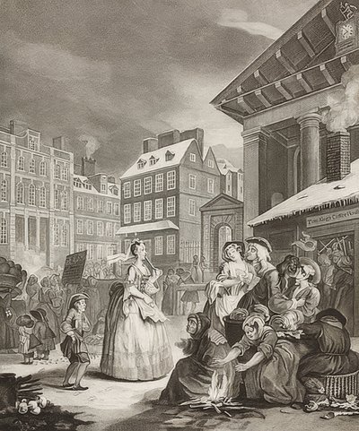 Reggel. From: The Four Times of the Day / The four times of the day. 1738 alkotó: William Hogarth