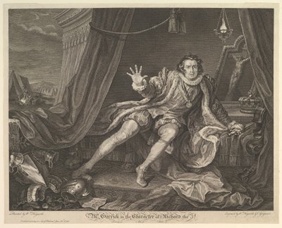 Mr. Garrick III. Richard karakterében, 1746. június 20. alkotó: William Hogarth