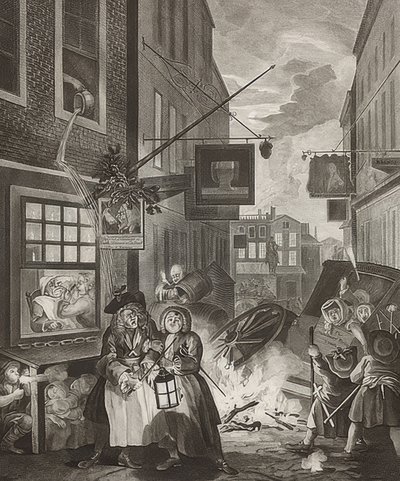 Éjszaka éjszaka. From: The Four Times of the Day / The four times of the day. 1738 alkotó: William Hogarth