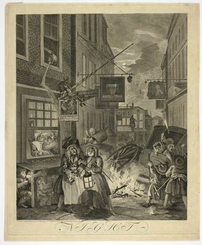 Éjszaka, négyes lemez a The Four Times of Day-ből alkotó: William Hogarth