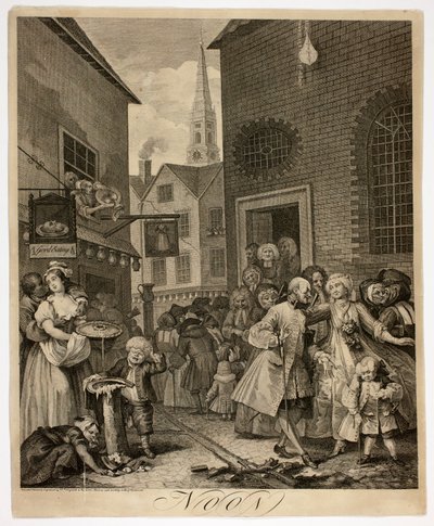 Délben, kettes tányér a The Four Times of Day-ből alkotó: William Hogarth
