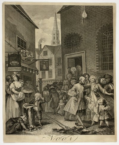 Délben, kettes tányér a The Four Times of Day-ből alkotó: William Hogarth