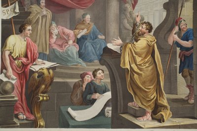 Pál Felix előtt, illusztráció a „Hogarth Restored: The Whole Works of the híres William Hogarth, re-graves by Thomas Cook”, pub. 1812 (kézzel színezett metszet) alkotó: William Hogarth