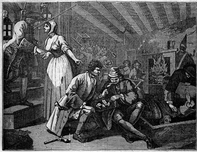 William Hogarth (1697-1764) brit illusztrátor 12 metszetből álló táblája, melynek címe „Ipar és tétlenség”, „Zele és lustaság”” két tanítvány pályafutását meséli el: Thomas Idle, aki bűnös volt a bűneiben, megállt egy kocsmában alkotó: William Hogarth
