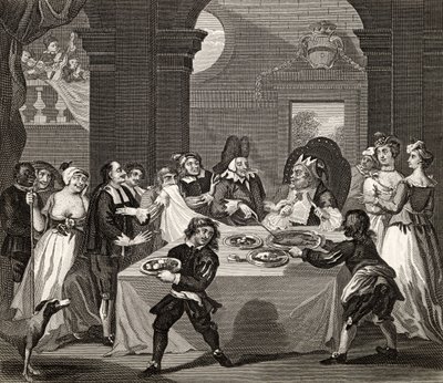Sancho a lakomán, amelyet orvosa éheztetett, a Hogarth műveiből, 1833-ban alkotó: William Hogarth