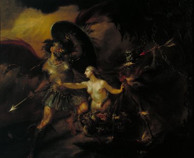 Sátán, a bűn és a halál (Egy jelenet Milton „Elveszett paradicsom” című művéből) alkotó: William Hogarth