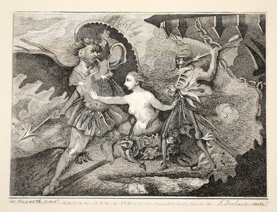 Sátán, Bűn és Halál, kocsma. 1792 alkotó: William Hogarth