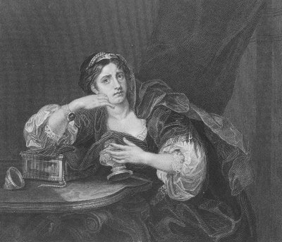Sigismonda férje szívével, metszett T.W. Shaw, a "The Works of Hogarth"-ból, 1833-ban (litho) alkotó: William Hogarth