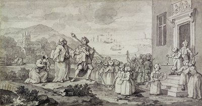 Tanulmány a leleteknek (toll, tinta és mosás papíron) alkotó: William Hogarth