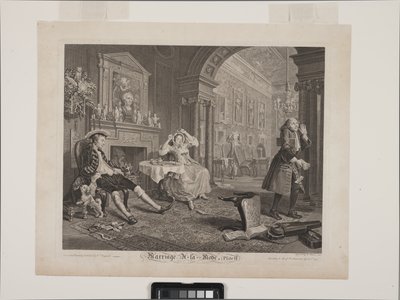 A reggeli jelenet: Házasság À La Mode, 2. tábla (ecching és gravírozás) alkotó: William Hogarth