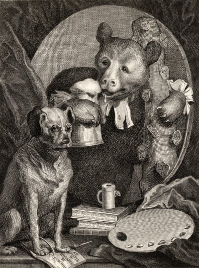 Az 1833-ban megjelent „William Hogarth műveiből” a J. Mills által metszett, 1833-ban megjelent „The Works of William Hogarth” című művéből az egykori tiszteletes Charles Churchill, az orosz Herkules karakterében. alkotó: William Hogarth