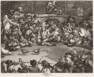 A pilótafülke / Der Hahnenkampfplatz. 1759 alkotó: William Hogarth