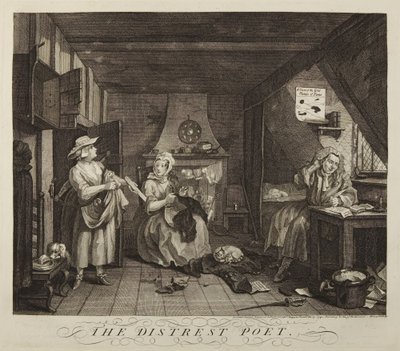 A szorult helyzetben lévő költő alkotó: William Hogarth