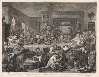 A választás, 1. tábla: „Választási lakoma” alkotó: William Hogarth