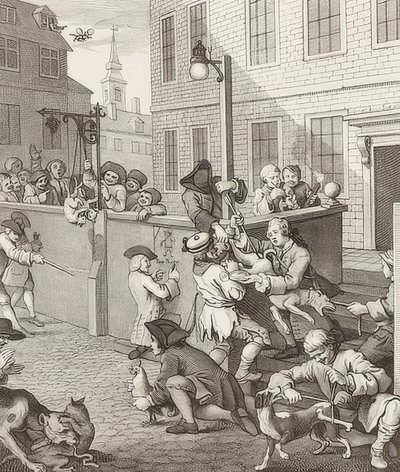 A kegyetlenség első szakasza. From: The Four Stages of Cruelty / A kegyetlenség négy szakasza. 1751 alkotó: William Hogarth