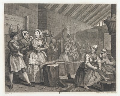 A Bridewellben lakott szajha, tervezett 1732, nyomtatott 1744 (Rézkarc és metszet) alkotó: William Hogarth