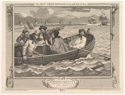 Az Idle Prentice elfordult és a tengeri iparba és tétlenségbe küldték, lemez..., 1747. szeptember 30. alkotó: William Hogarth