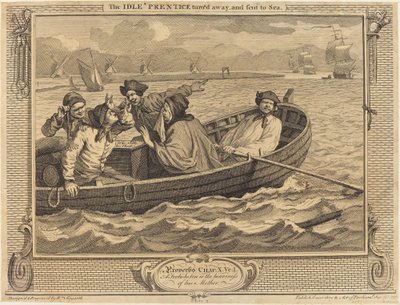 Az Idle Prentice elfordult, és a tengerbe küldték alkotó: William Hogarth
