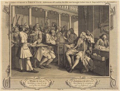 A szorgalmas „Londoni Alderman pap, a tétlen, akit eléje hozott és bűntársa vádat emelt alkotó: William Hogarth