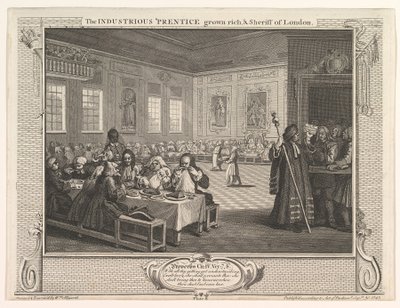 Az Industrious Prentice Grown Rich és Sheriff of London Industry and Idl..., 1747. szeptember 30. alkotó: William Hogarth