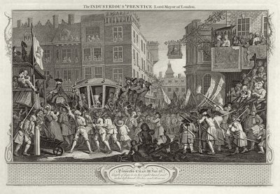 A szorgalmas „Prentice Lord Mayor of London”, „Ipar és tétlenség” XII. táblája, 1833-ban alkotó: William Hogarth