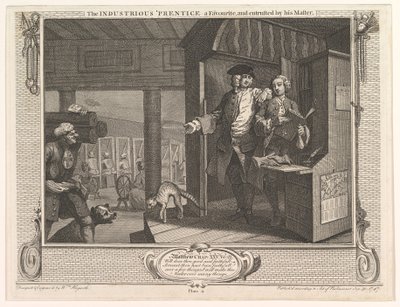 A szorgalmas prentice kedvence és mesteri iparának megbízása a..., 1747. szeptember 30. alkotó: William Hogarth