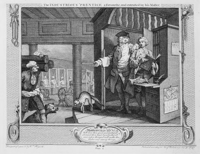 A szorgalmas „kedvenc tanítvány, és a mestere megbízta”, az „Ipar és tétlenség” IV. alkotó: William Hogarth