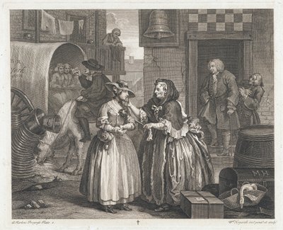 Az ártatlan lányból parázna lesz, tervezett 1732, nyomtatott 1744 (Rézkarc és metszet) alkotó: William Hogarth