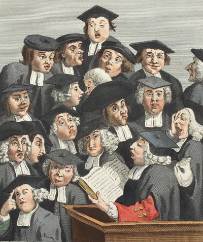 Az előadás, illusztráció a „Hogarth Restored: The Whole Works of the híres William Hogarth, re-graves by Thomas Cook”, pub. 1812 (kézzel színezett metszet) alkotó: William Hogarth